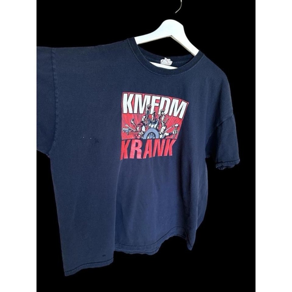 KMFDM 1990's Krank Tour T-Shirt Size L/XL Black Faded Distressed